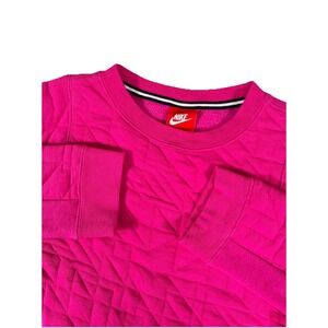 Nike AQ6367-621 Girl's Size XL Crew Neck Fleece Quilted‎ Sweatshirt Pockets Pink